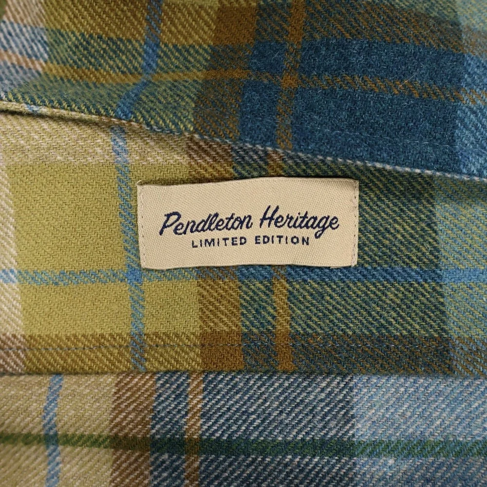 PENDLETON Heritage Limited Edition Women's XL Blue Green Plaid Wool Shacket USA - Picture 5 of 8
